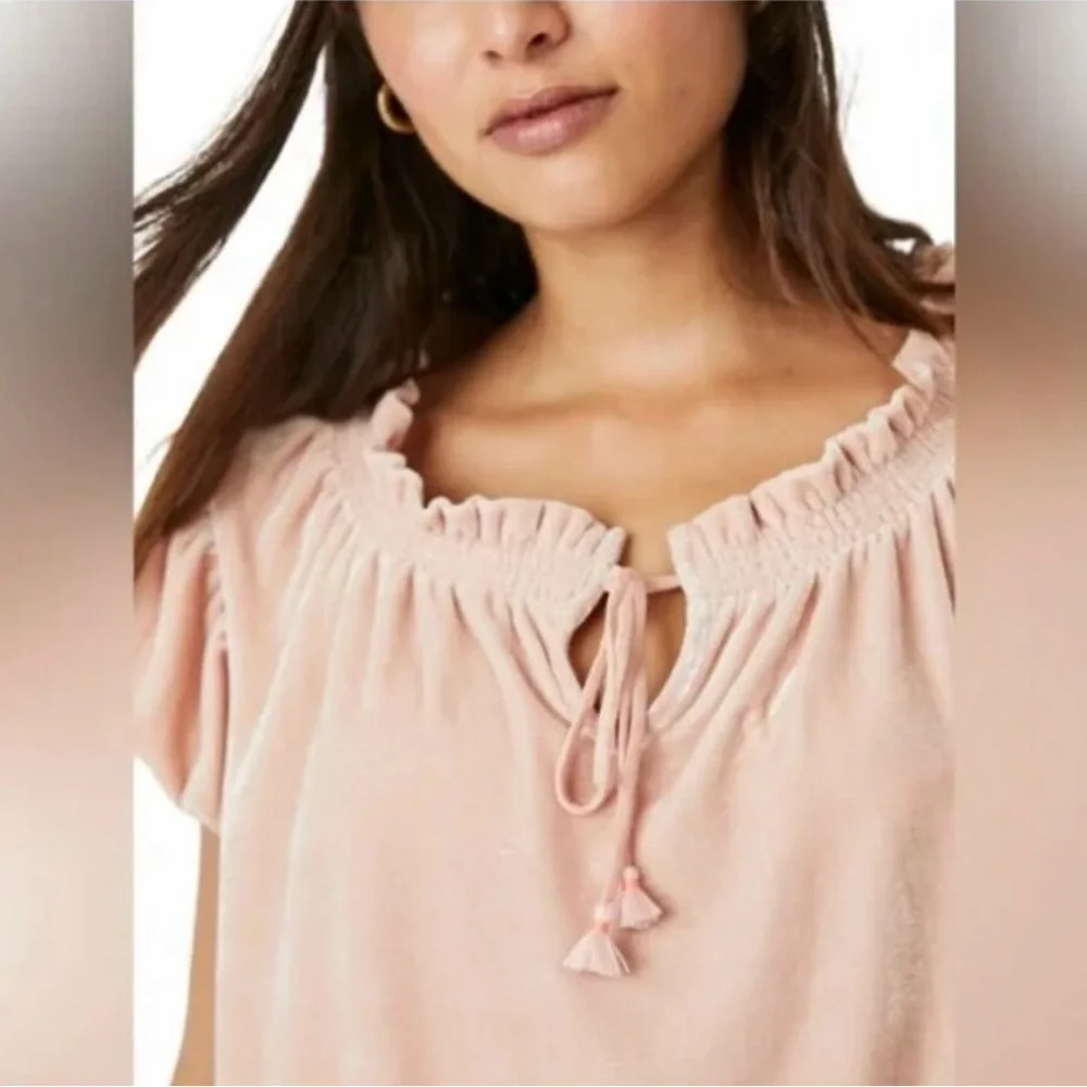 Free People | Therese Pink Velour Top | S